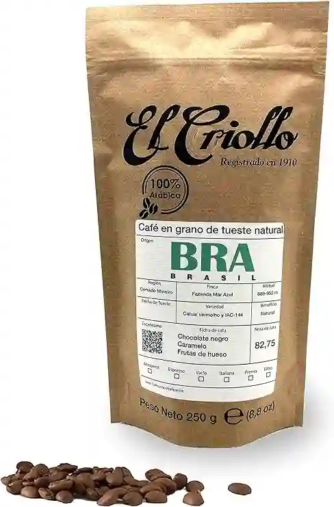 El Criollo Café de Brasil en Grano - Paquete 250 GR