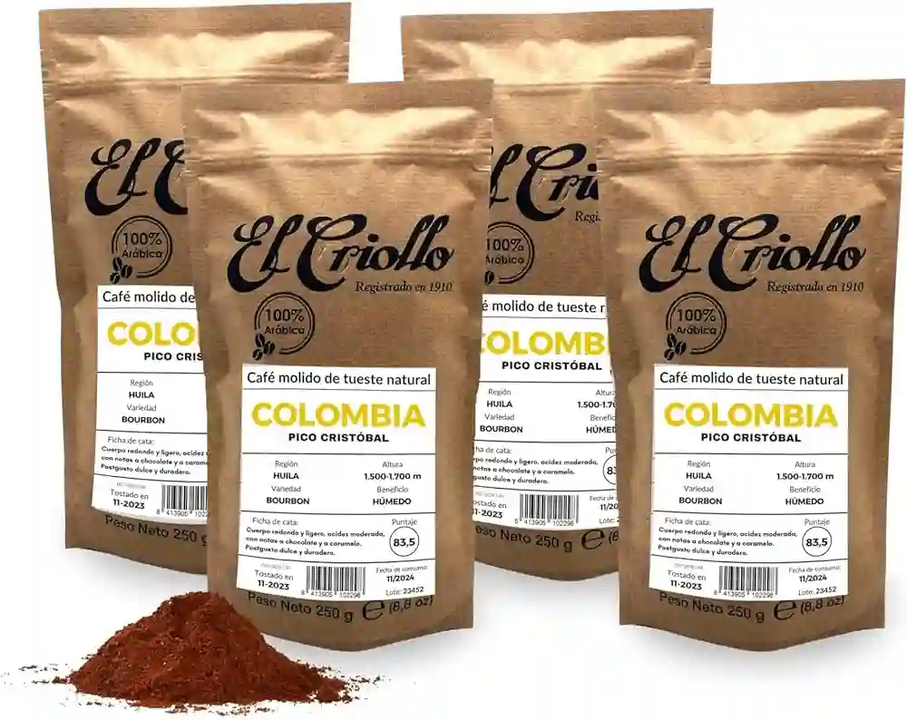 4x El Criollo Café de Colombia Molido - Paquete 250 gr.