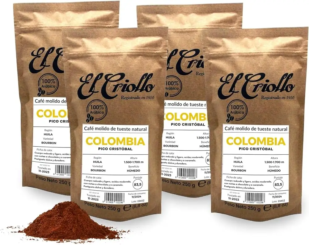 4x El Criollo Café de Colombia Molido - Paquete 250 gr.