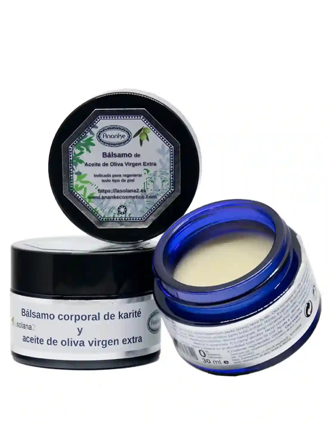 Lasolana2 Bálsamo Corporal de AOVE Ecológico y Manteca de Karité - Tarro 30 ml.