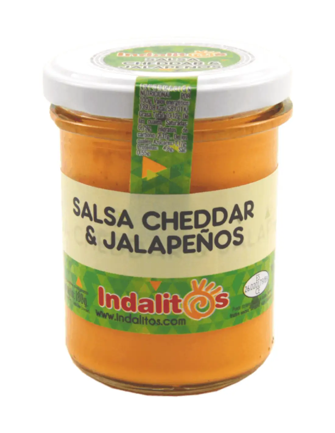 Indalitos Salsa Cheddar Con Jalapeños - Tarro 180 Gr.