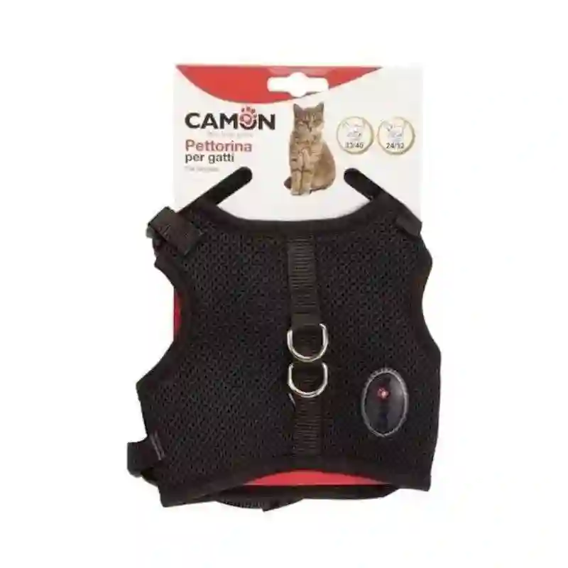 Camon Arnés de Malla Ajustable Para Gatos Negro
