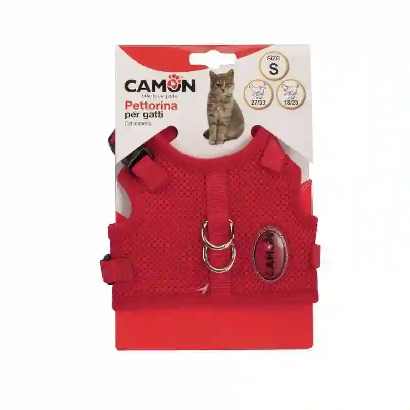 Camon Arnés de Malla Ajustable Para Gatos Rojo