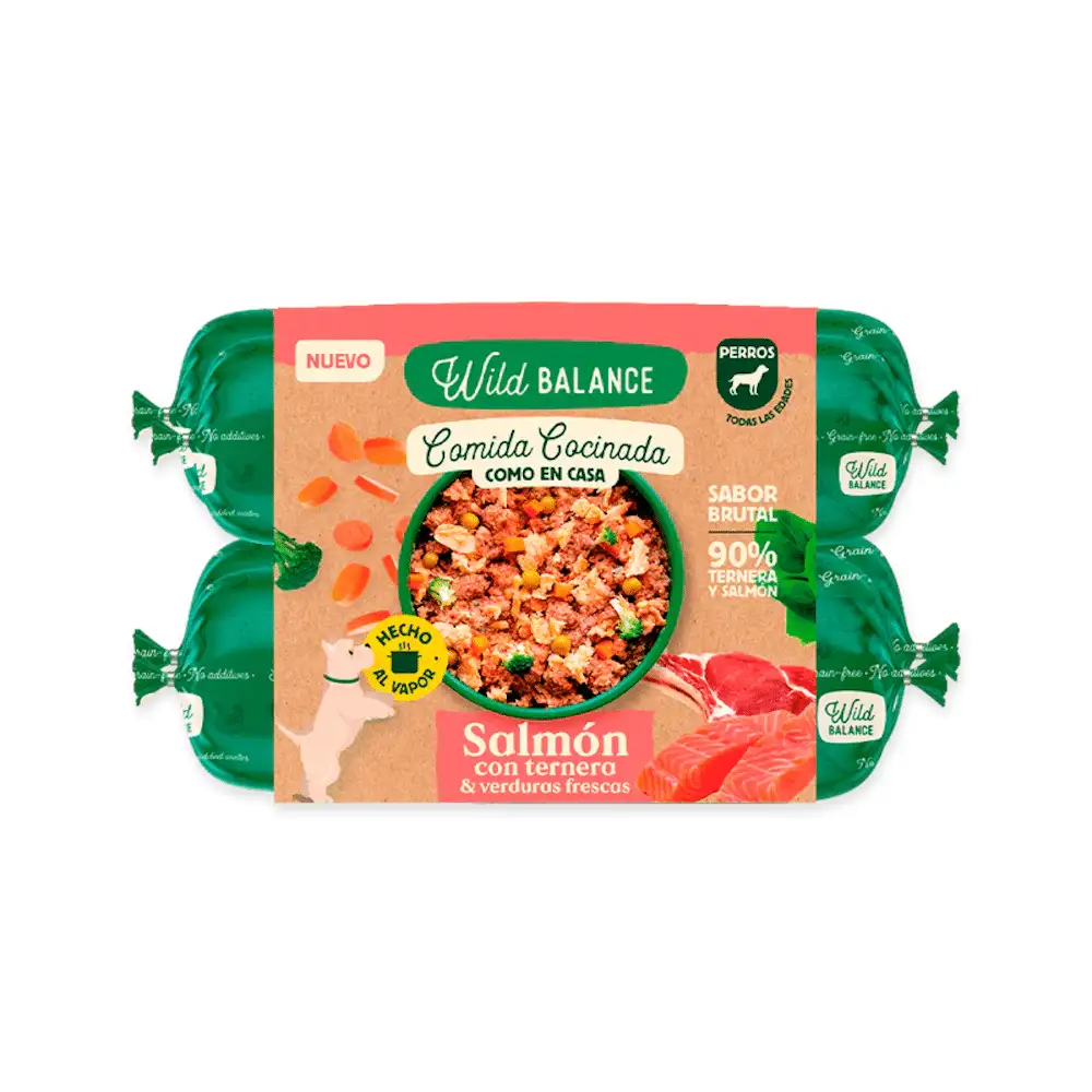 Balance salvaje Comida Cocinada de Salmón y Ternera Con Verduras para Perros 1,3kg
