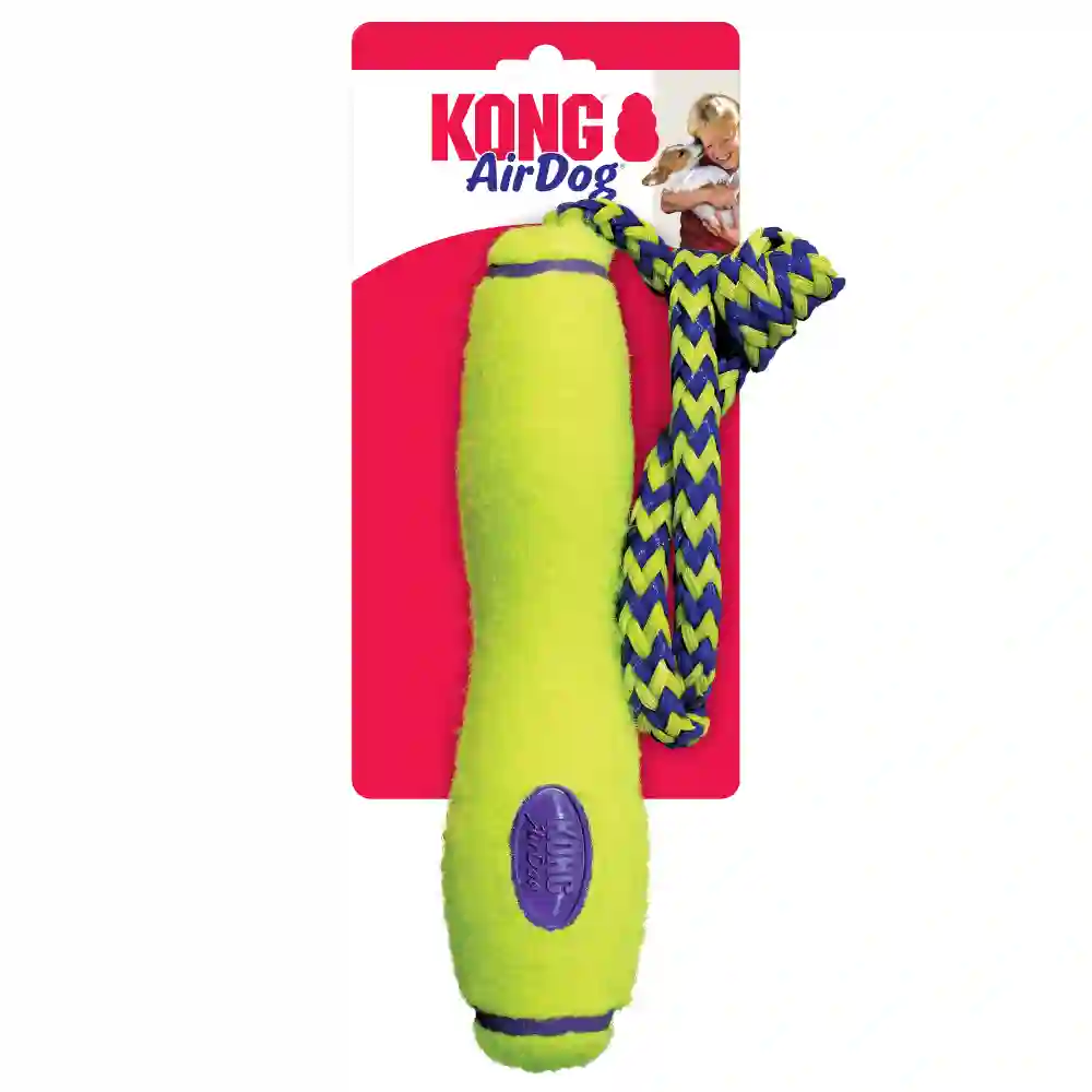 Kong Airdog Squeaker Fetch Stick Con Cuerda Mediano