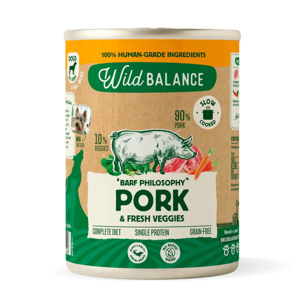 Wild Balance Barf Cocinado al Vapor Lata de Cerdo para Perros 400g
