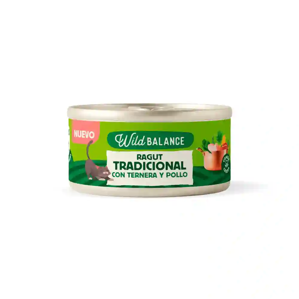 Wild balance Lata para Gatos Ragut Tradicional con Ternera y Pollo 80g