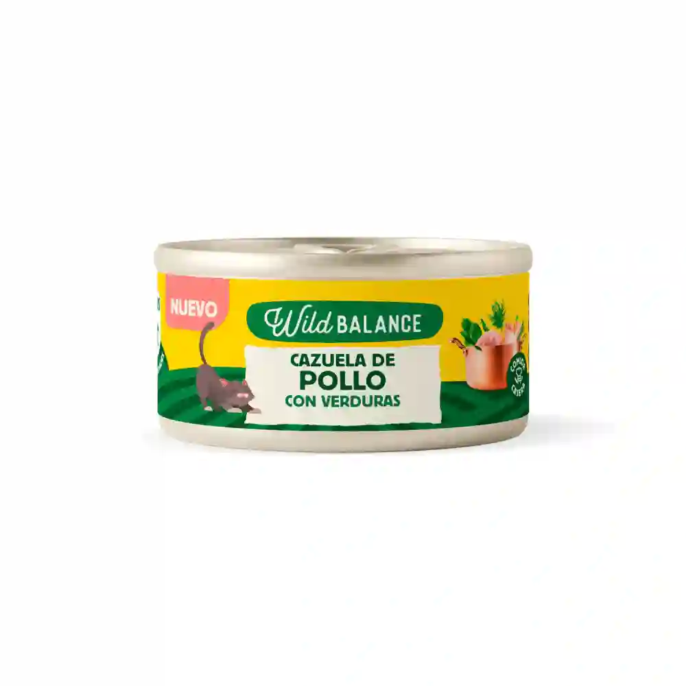 Balance salvaje Lata para Gatos Cazuela de Pollo Con Verduras 80G