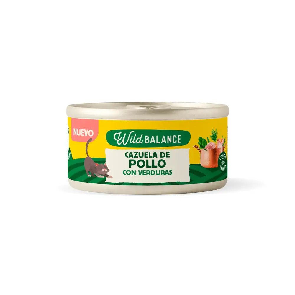 Balance salvaje Lata para Gatos Cazuela de Pollo Con Verduras 80G