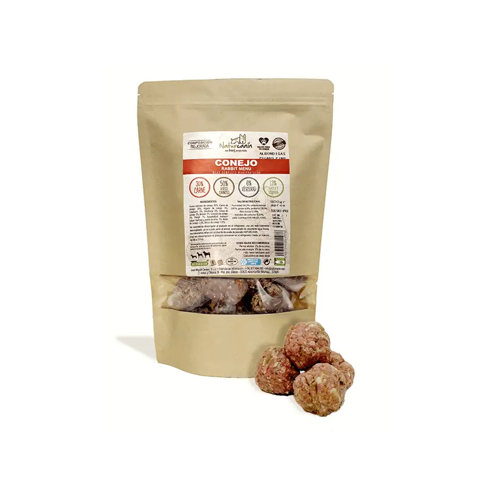 Naturcanina Menú de Albóndigas de Conejo para Perros 900G