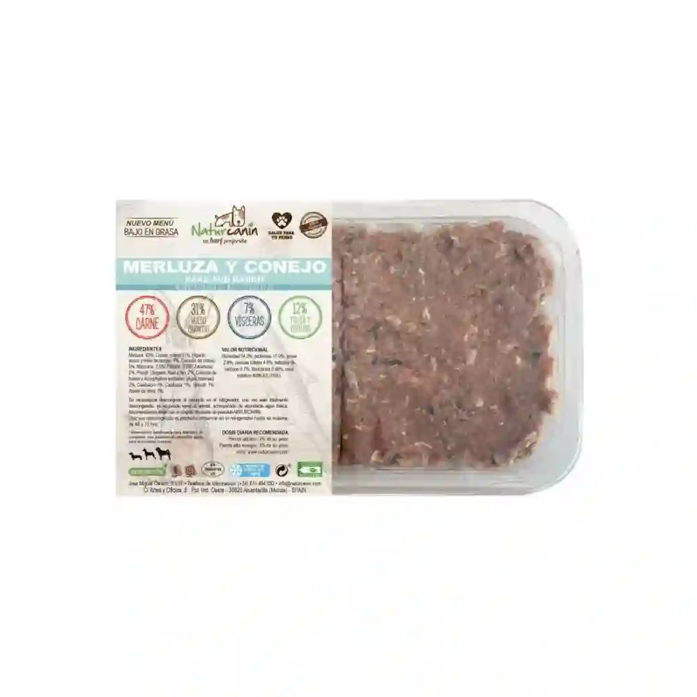 Naturcanina Menú de Merluza y Conejo para Perros 1 kg