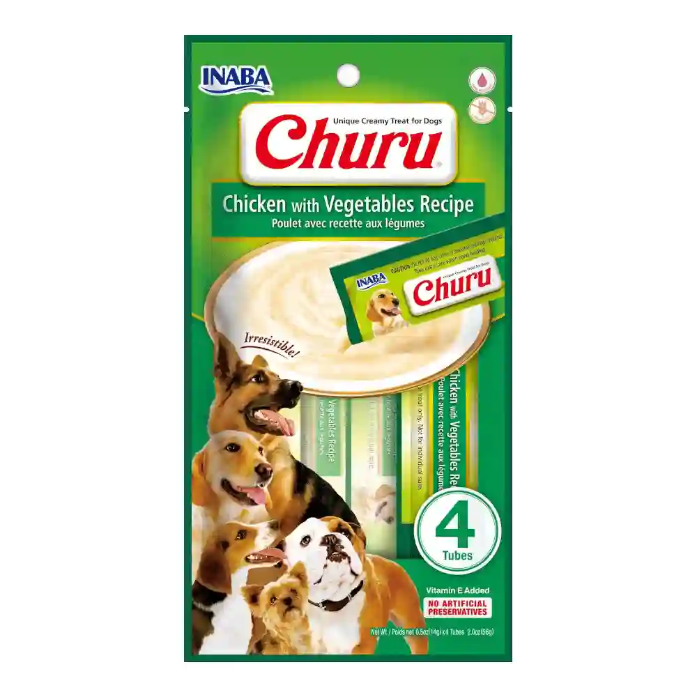 Churu perra puré receta de pollo con vegetales para perros 4x14g