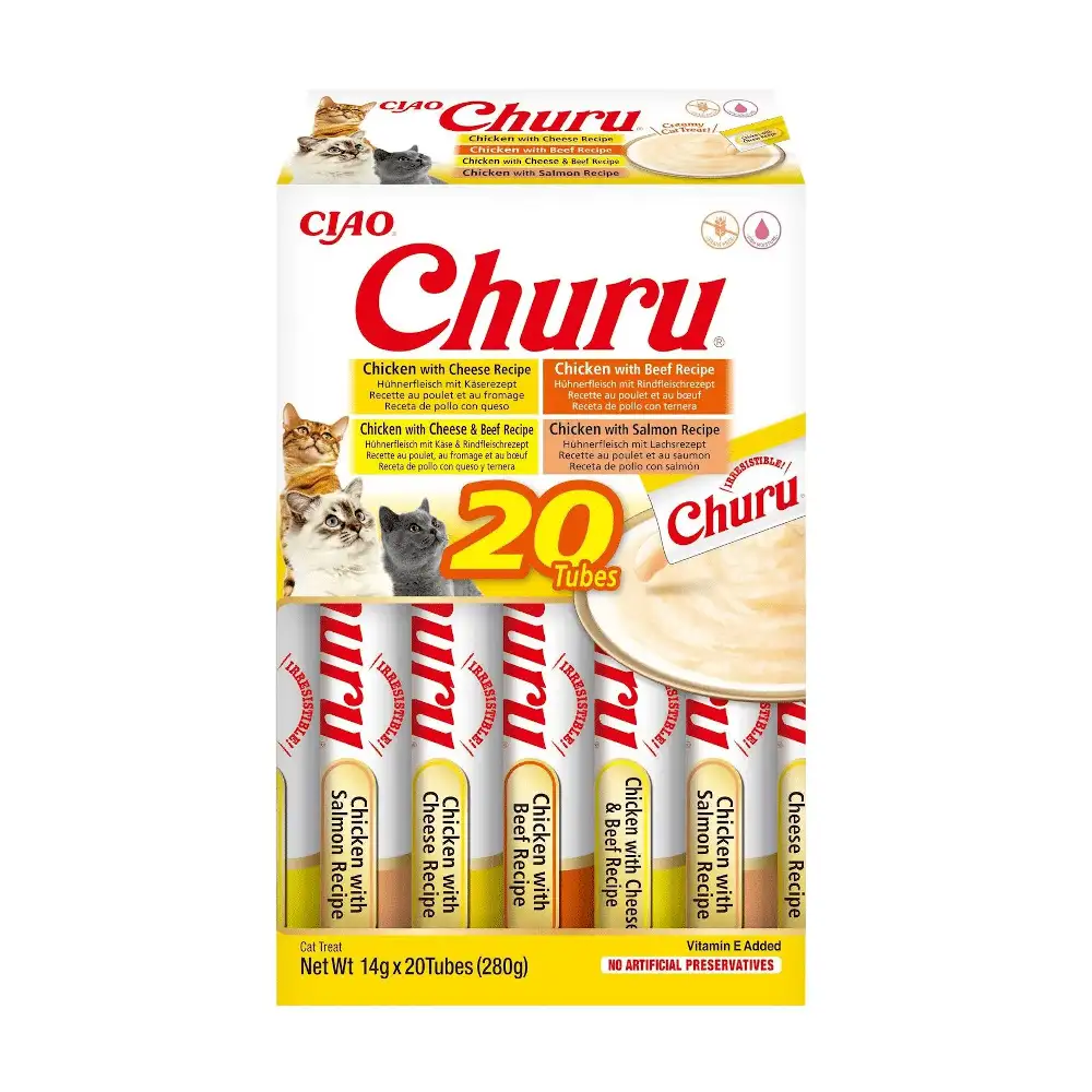 Churu Cat Puré Variedades de Pollo Con Ternera Caja 20x14g