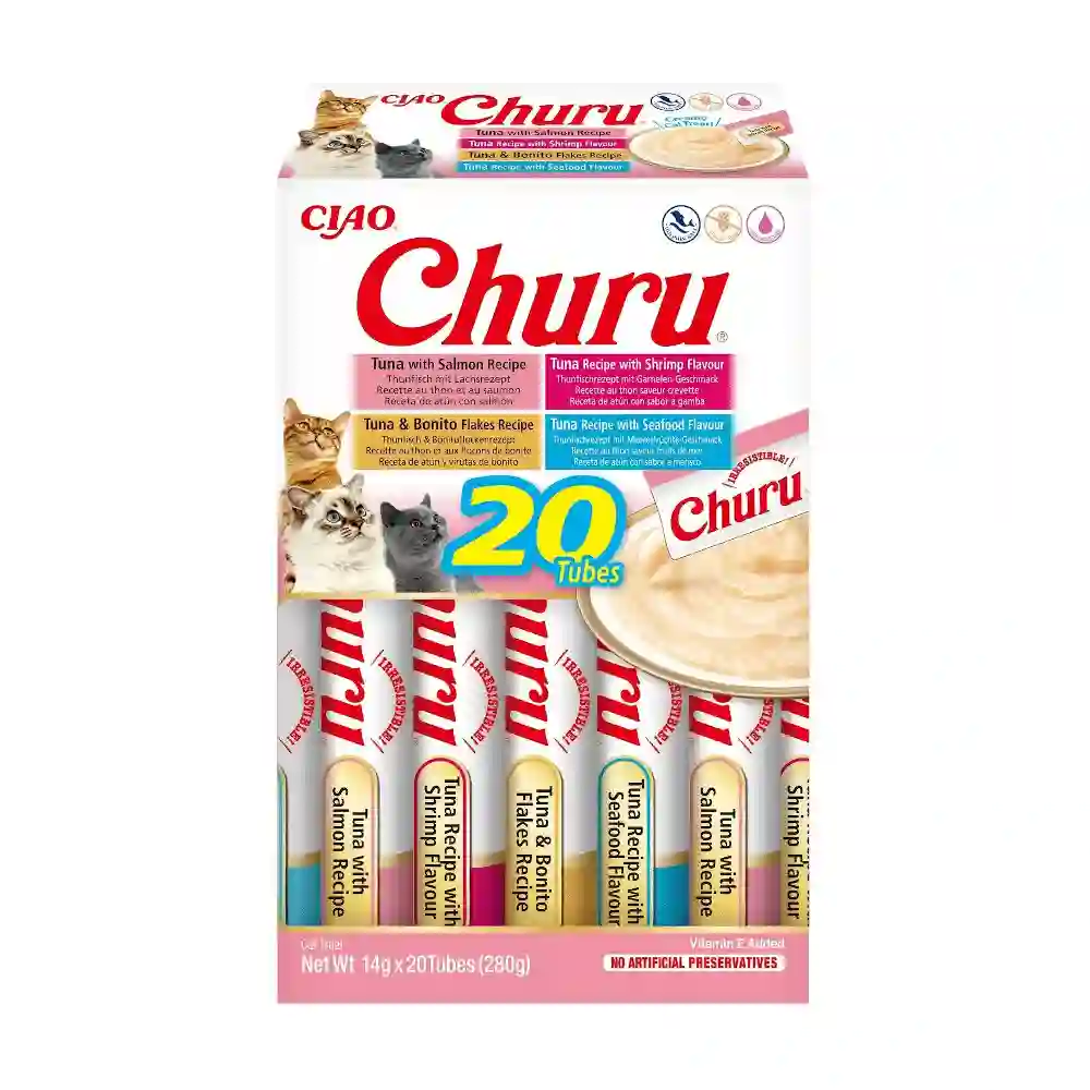 Churu Cat Puré Variedades de Marisco Caja 20x14g