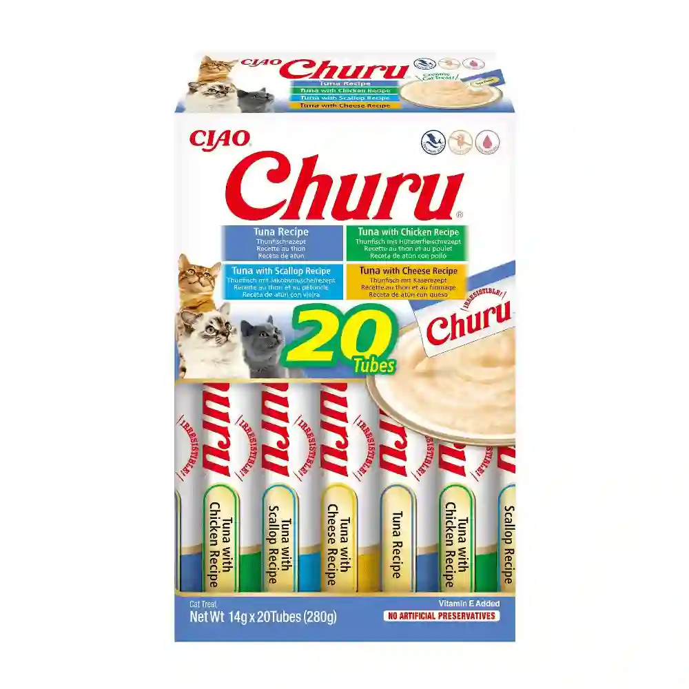 Churu Cat Puré Variedades de Atún Caja 20x14g