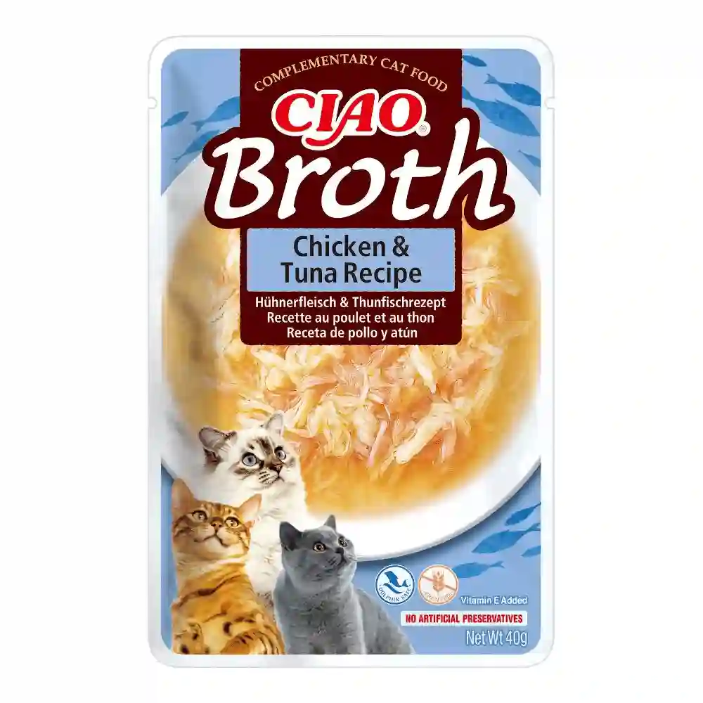 Churu Ciao Broth Sopa de Pollo Con Atún en Sobre Para Gatos 40G