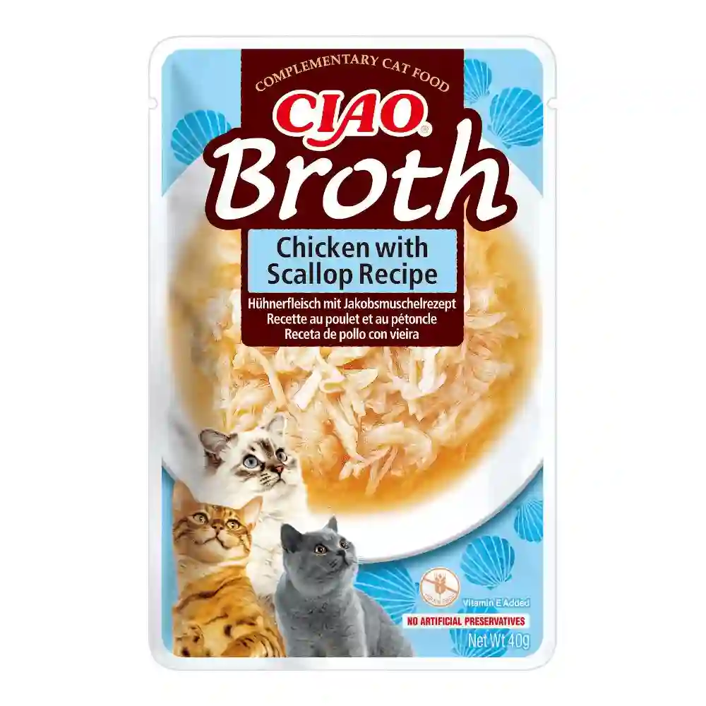 Churu Ciao Broth Sopa de Pollo Con Vieira en Sobre Para Gatos 40G