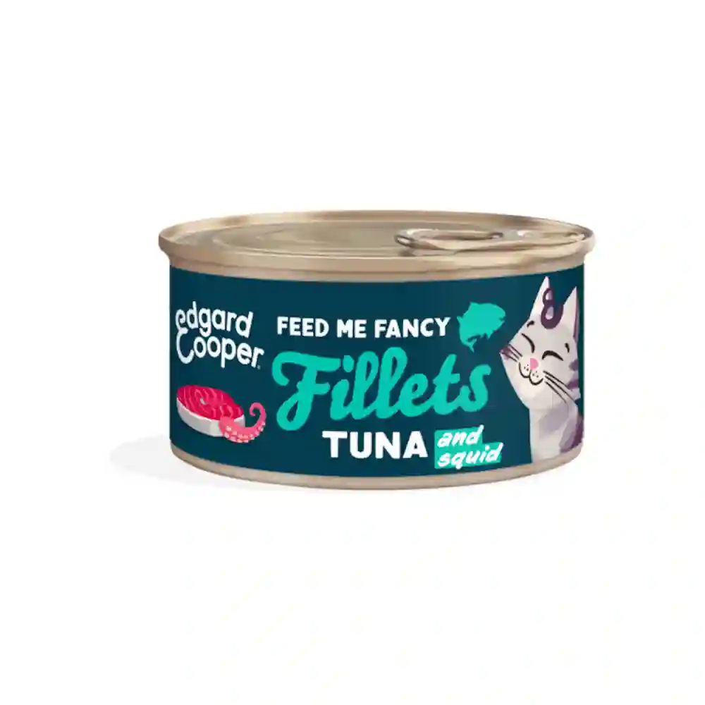 Edgard cooper lata atún salvaje y calamar (filetes) para gatos 70g