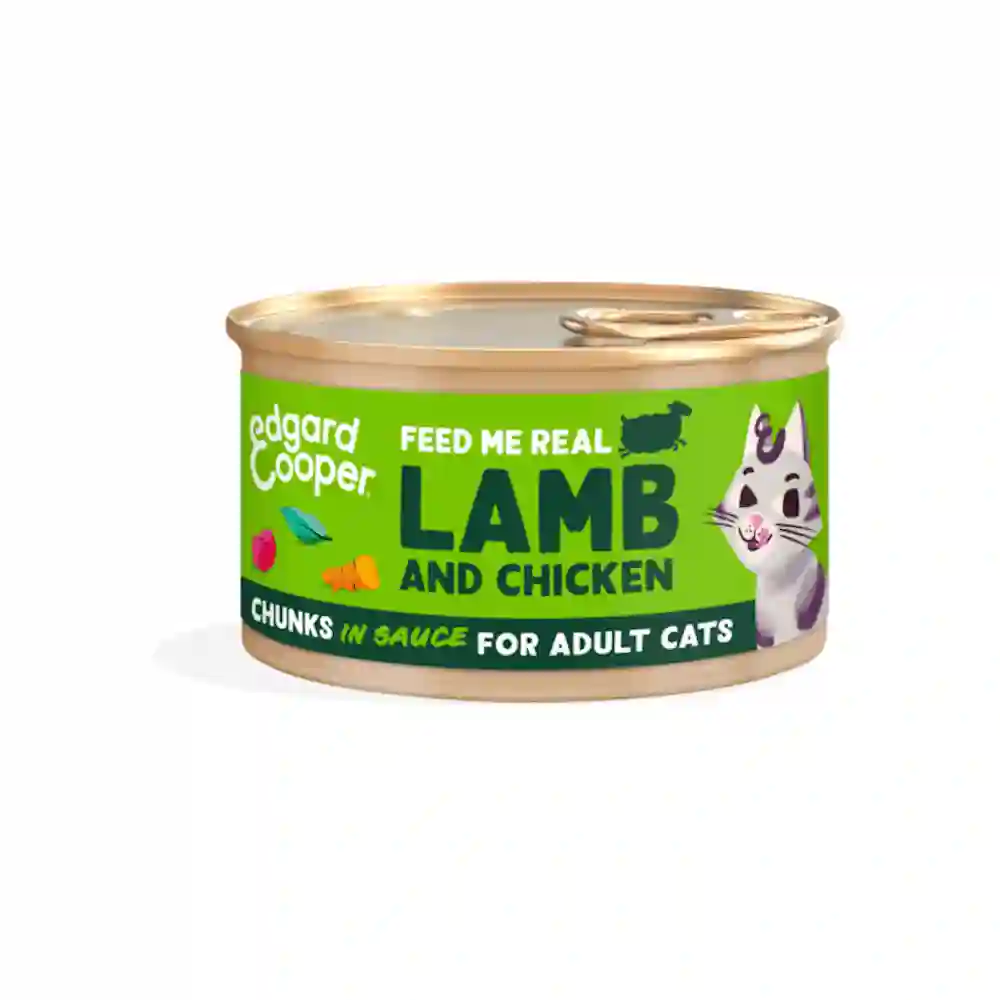 Edgard Cooper Lata Cordero y Pollo (Trocitos en Salsa) Para Gatos 85G