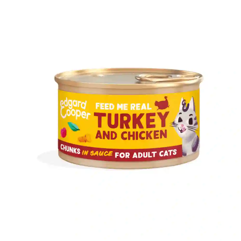 Edgard cooper lata pavo y pollo (Trocitos en salsa) para gatos 85g