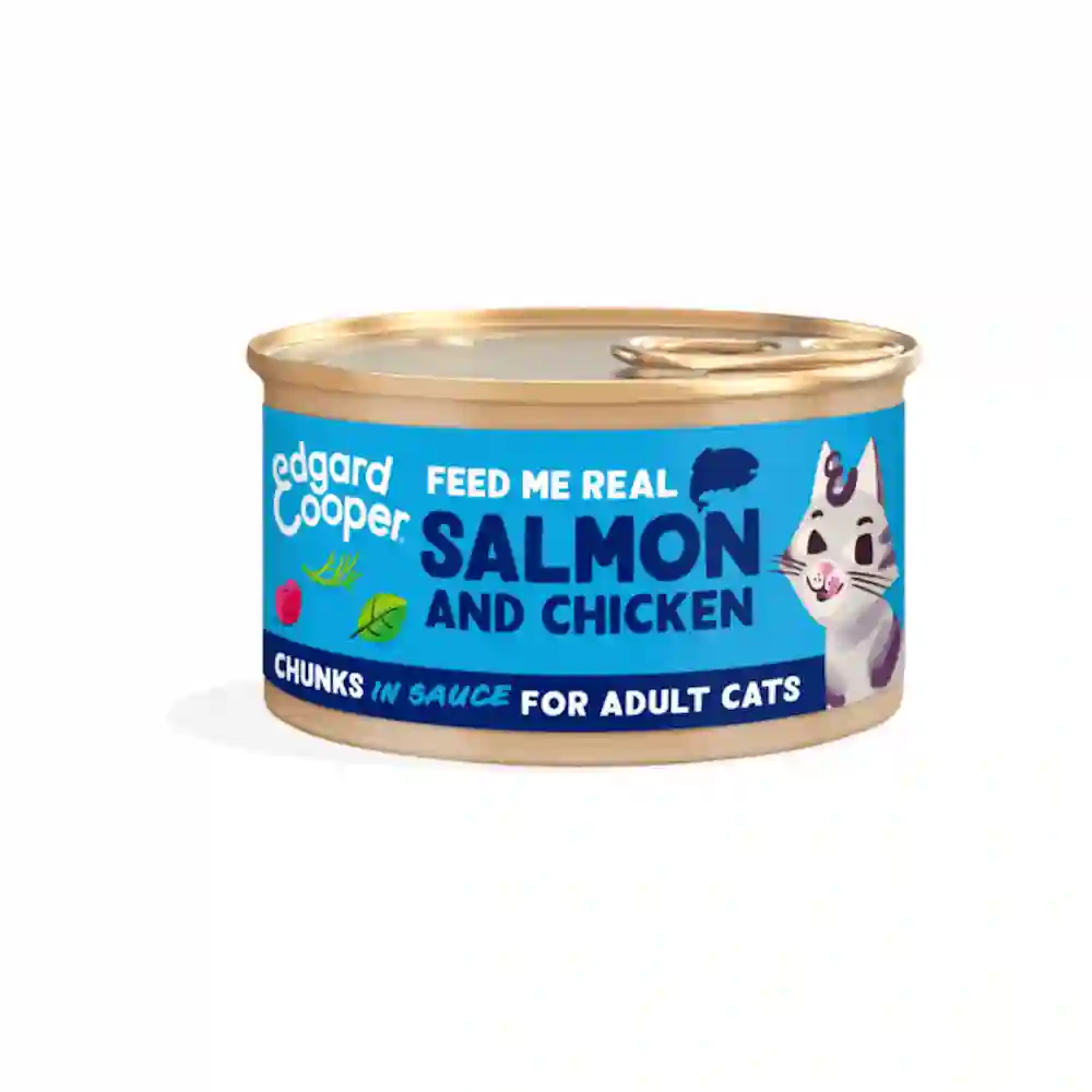 Edgard Cooper Lata Salmón y Pollo (Trocitos en Salsa) para Gatos 85g