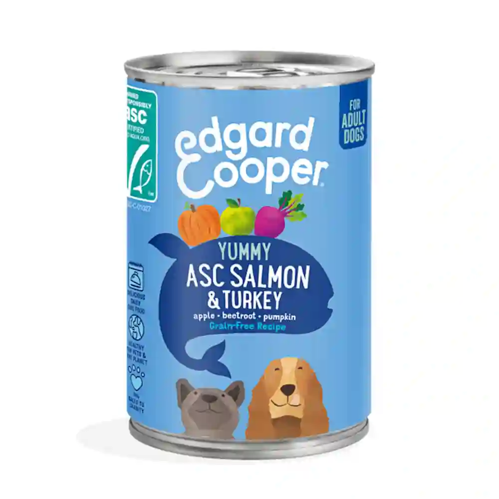 Edgard cooper lata salmón asc y pavo para perros 400g