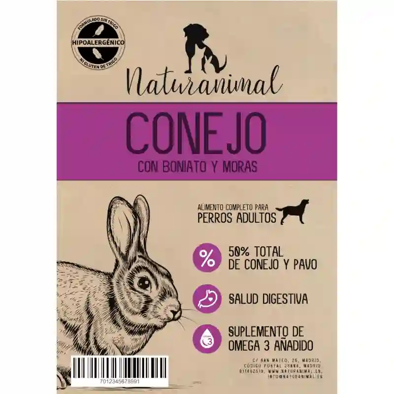 Naturanimal Receta de Conejo Con Pavo Para Perros
