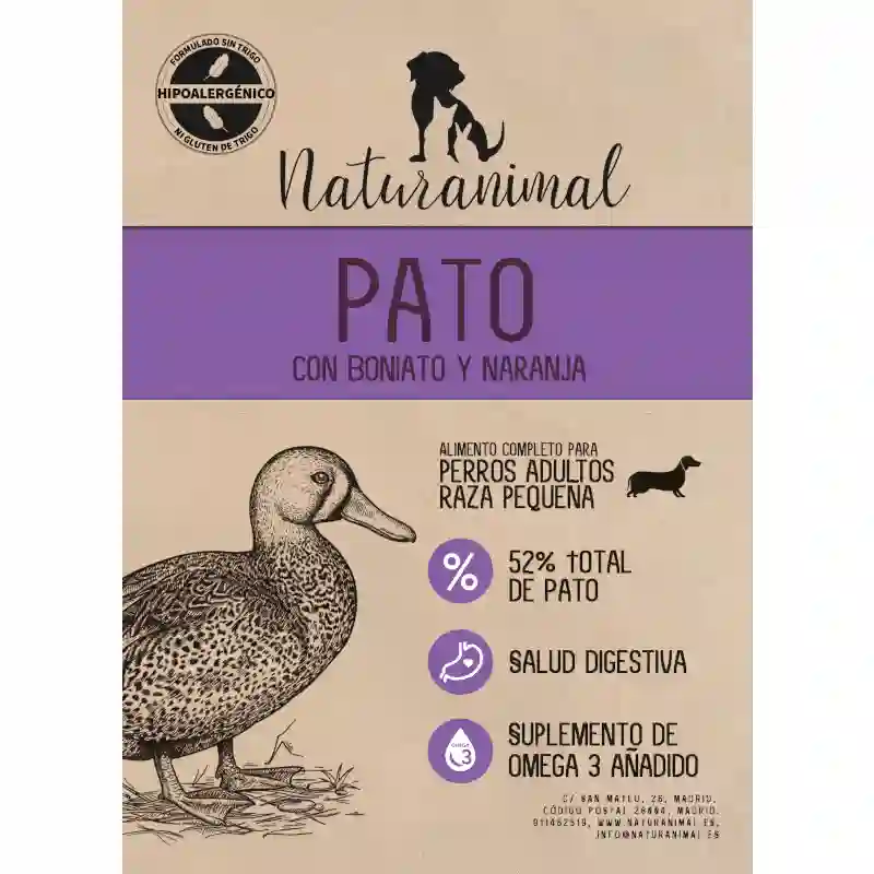 Receta de Naturanimal de Pato para Perros de Razas Pequeñas