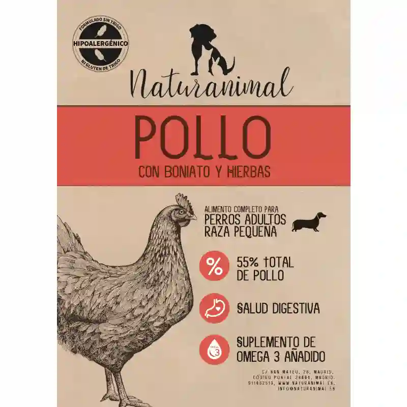 Receta de pollo naturanimal para perra perros de Razas Pequeñas