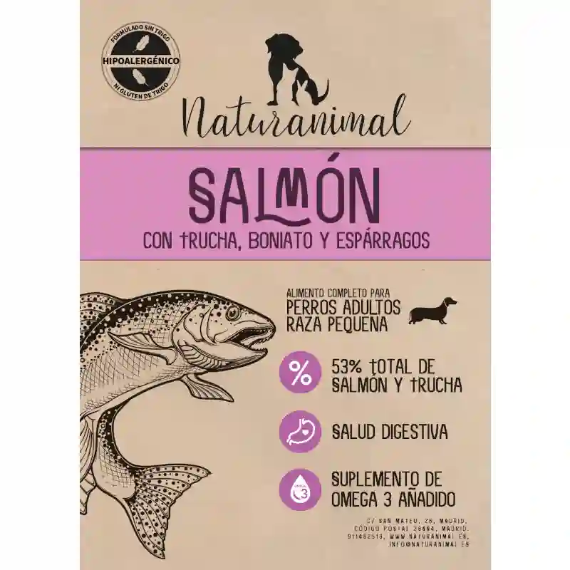 Receta de Salmón de Naturanimal para Perros de Razas Pequeñas