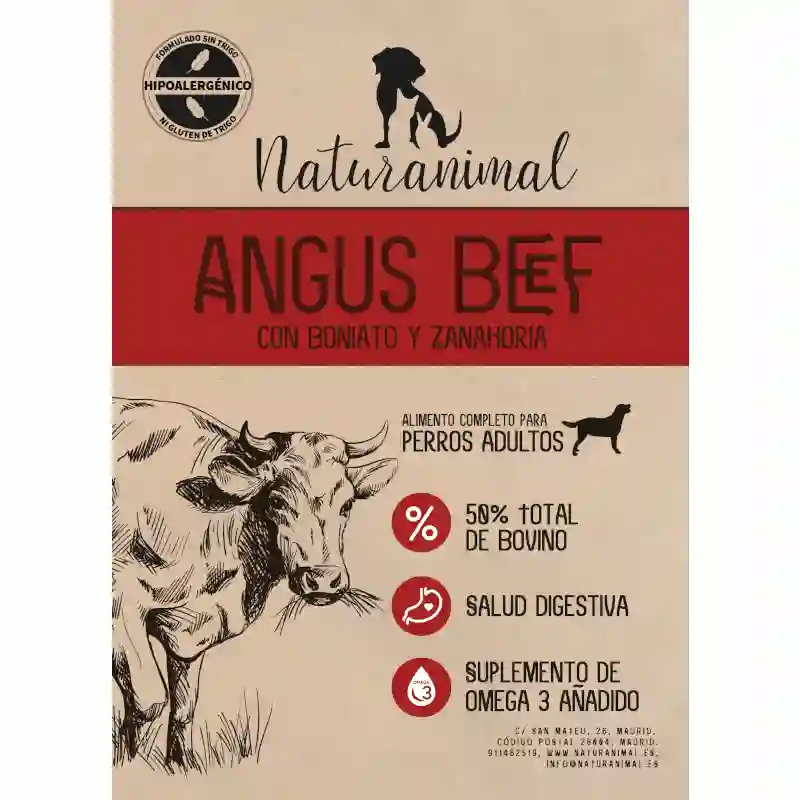 Naturanimal receta de ternera angus para perros