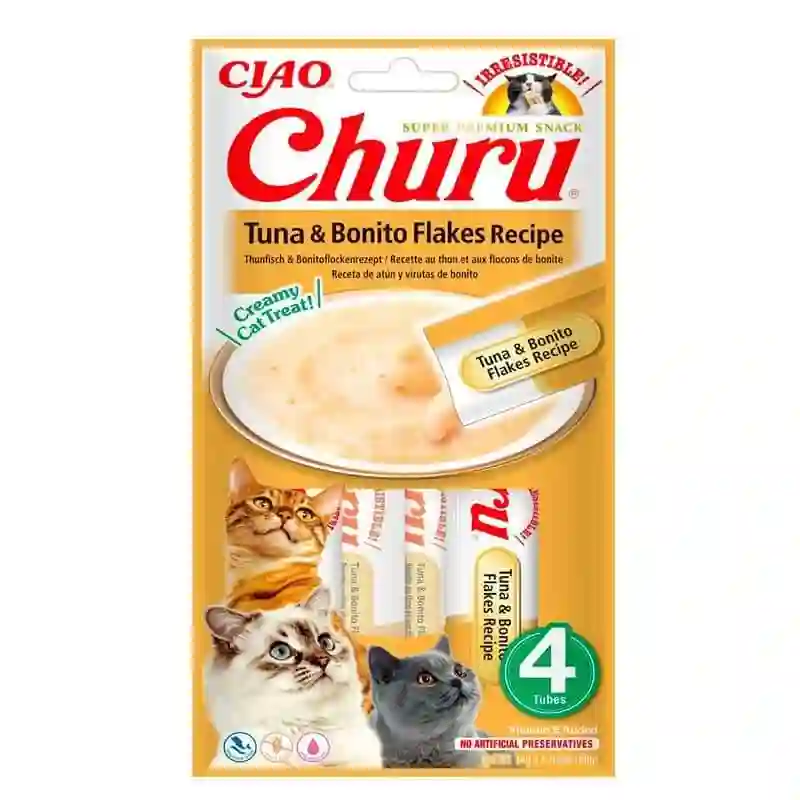 Churu Cat Puré Receta de Atún Con Bonito 4x14g