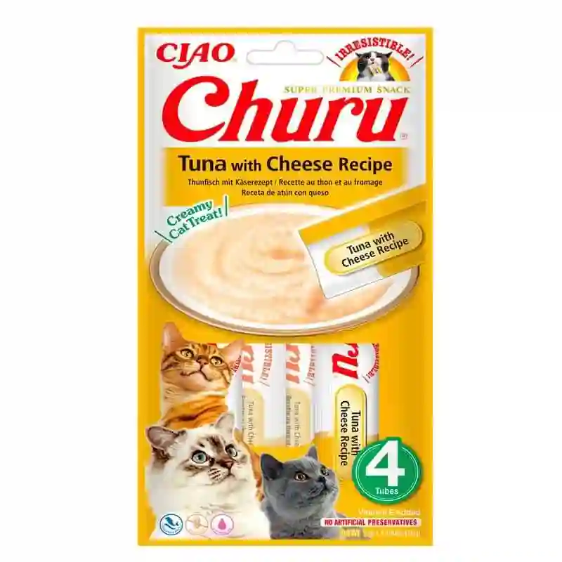 Churu gato puré receta de atún con queso 4x14g