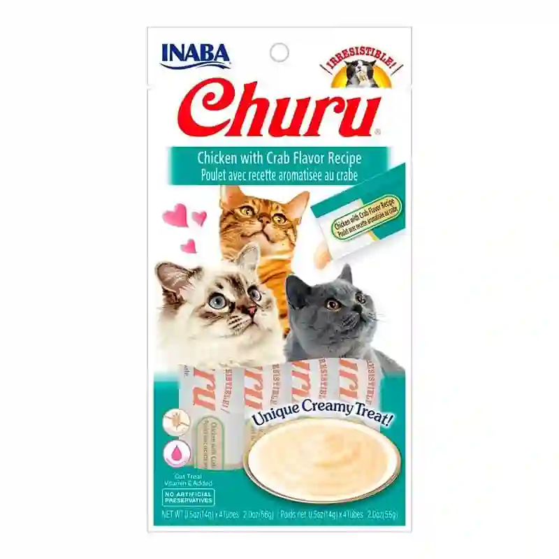 Churu Cat Puré Receta de Pollo Con Cangrejo 4x14g