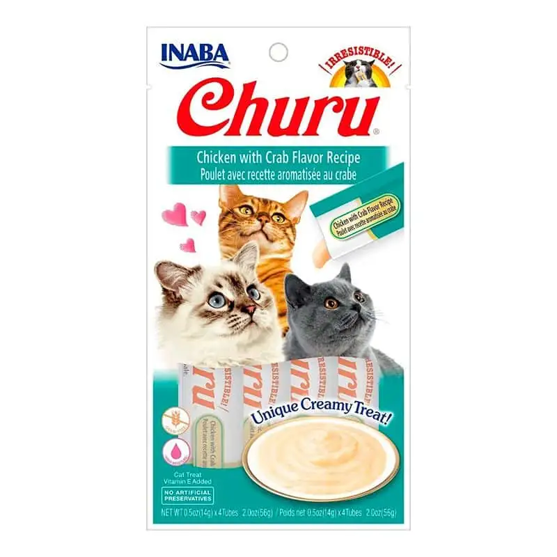 Churu Cat Puré Receta de Pollo Con Cangrejo 4x14g
