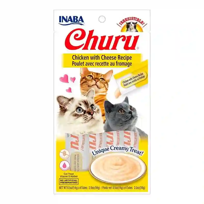 Churu Cat Puré Receta de Pollo Con Queso 4x14g