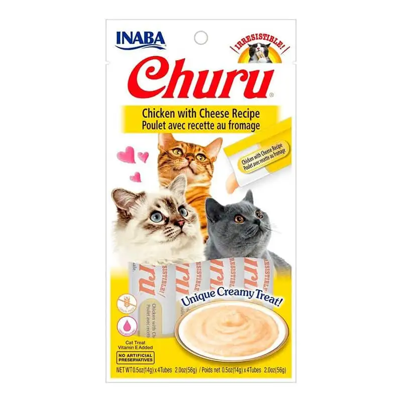 Churu Cat Puré Receta de Pollo Con Queso 4x14g
