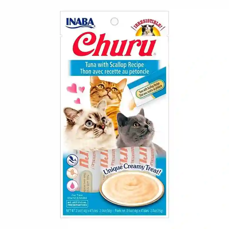 Churu Cat Puré Receta de Atún Con Vieira 4x14g