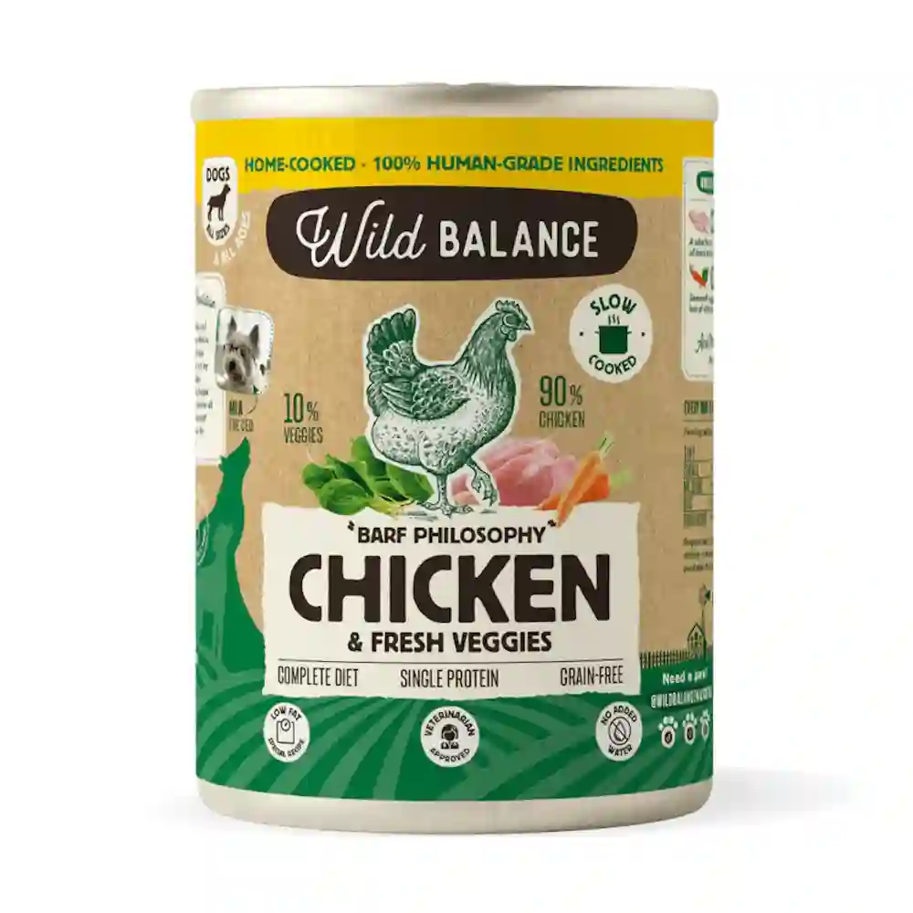 Wild Balance Barf Cocinado Al Vapor Lata de Pollo Para Perros 400G