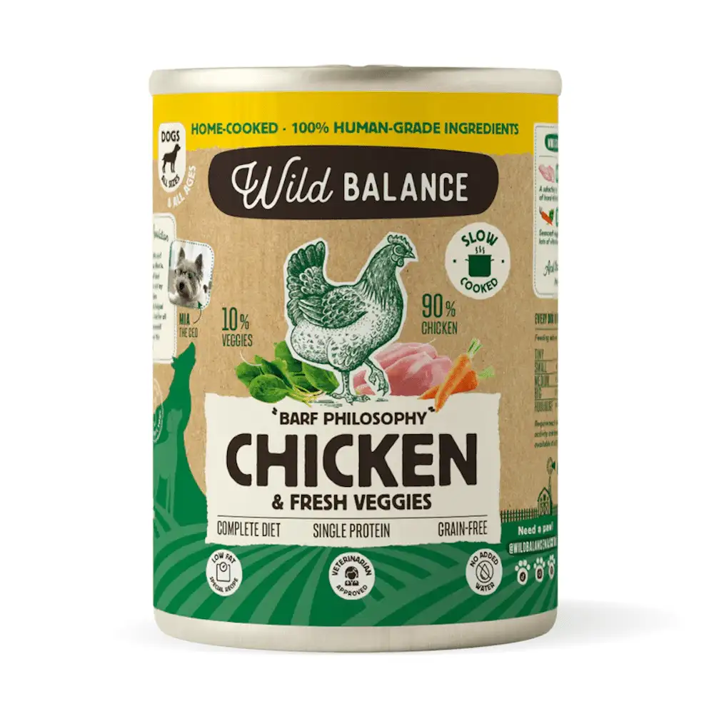 Wild Balance Barf Cocinado Al Vapor Lata de Pollo Para Perros 400G