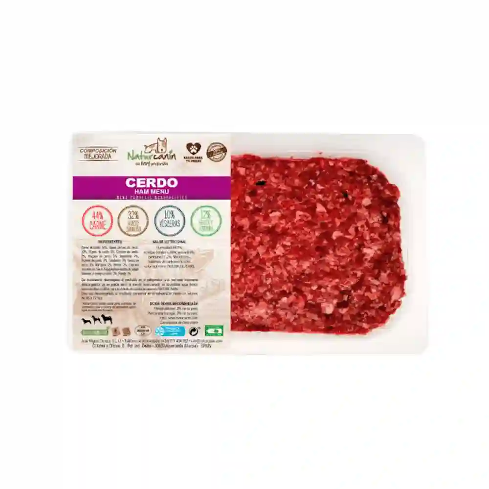 Naturcanin Menú de Cerdo para Perros Bandeja de 1kg