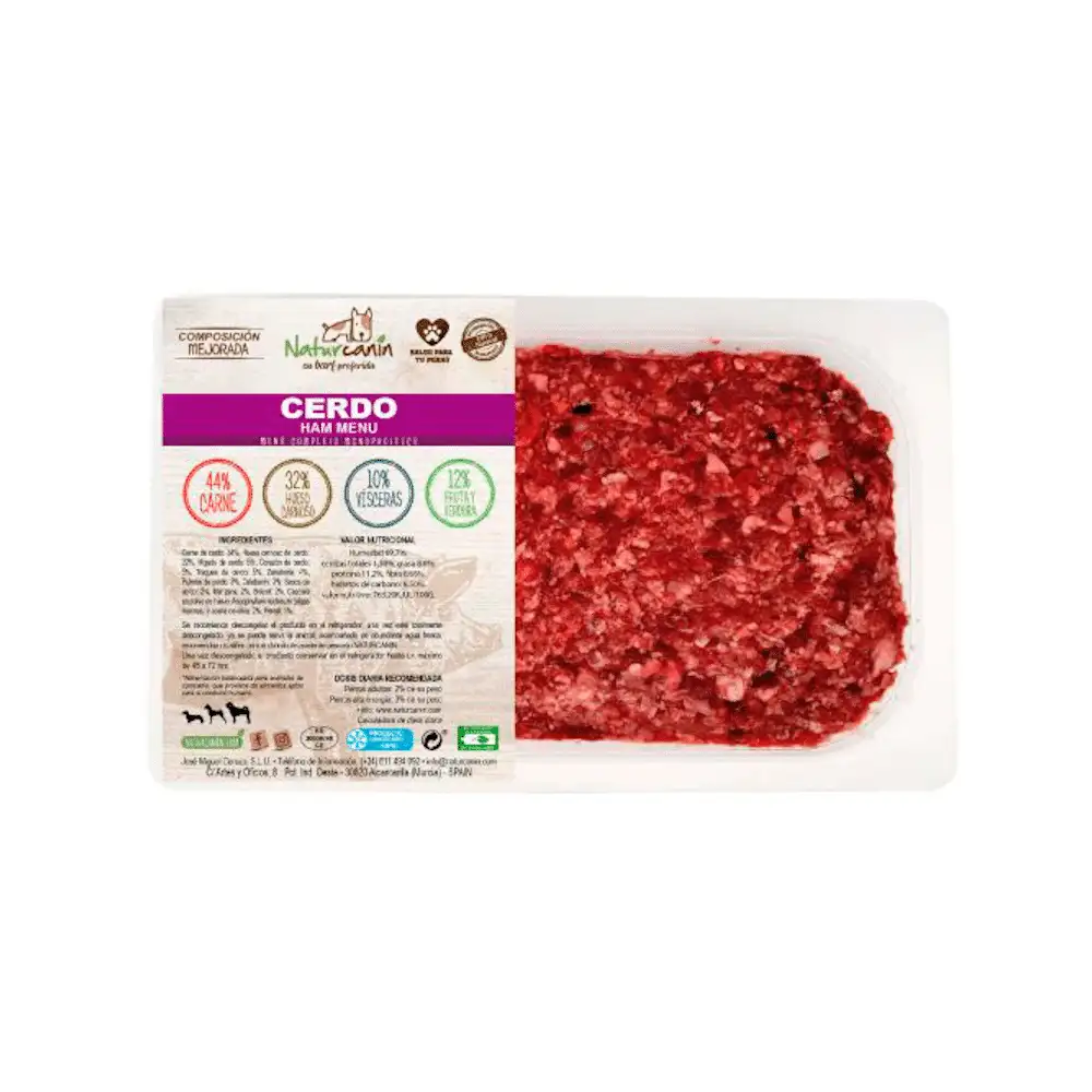 Naturcanin Menú de Cerdo para Perros Bandeja de 1kg