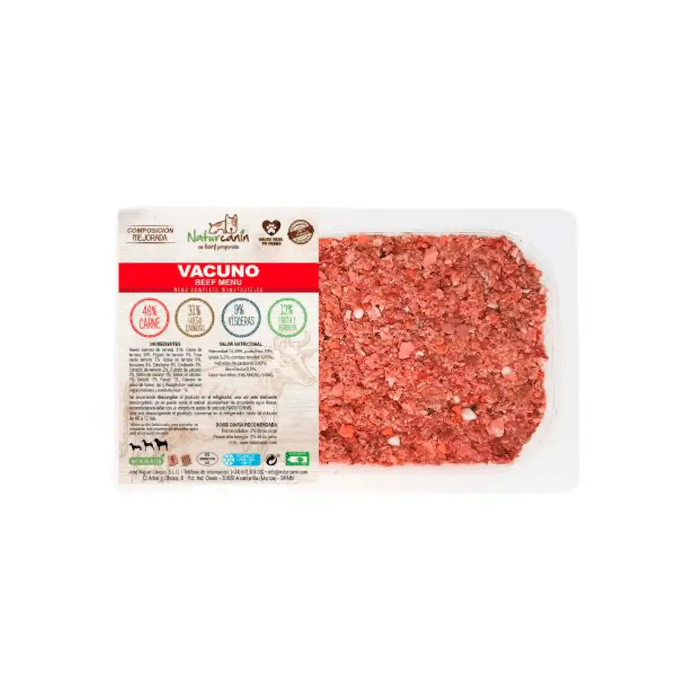 Naturcanina Menú de Vacuno para Perros BANDEJA DE 1KG