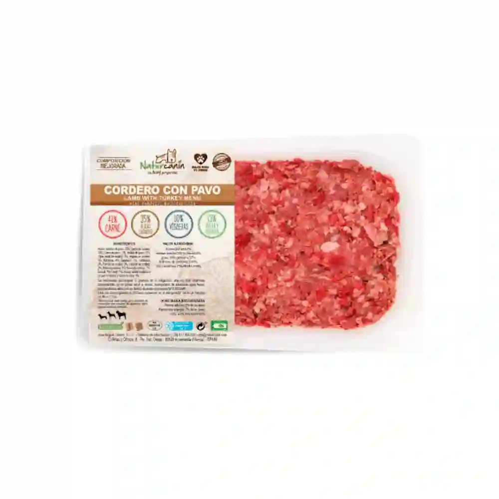 Naturcanina Menú de Cordero y Pavo para Perros Bandeja de 1kg