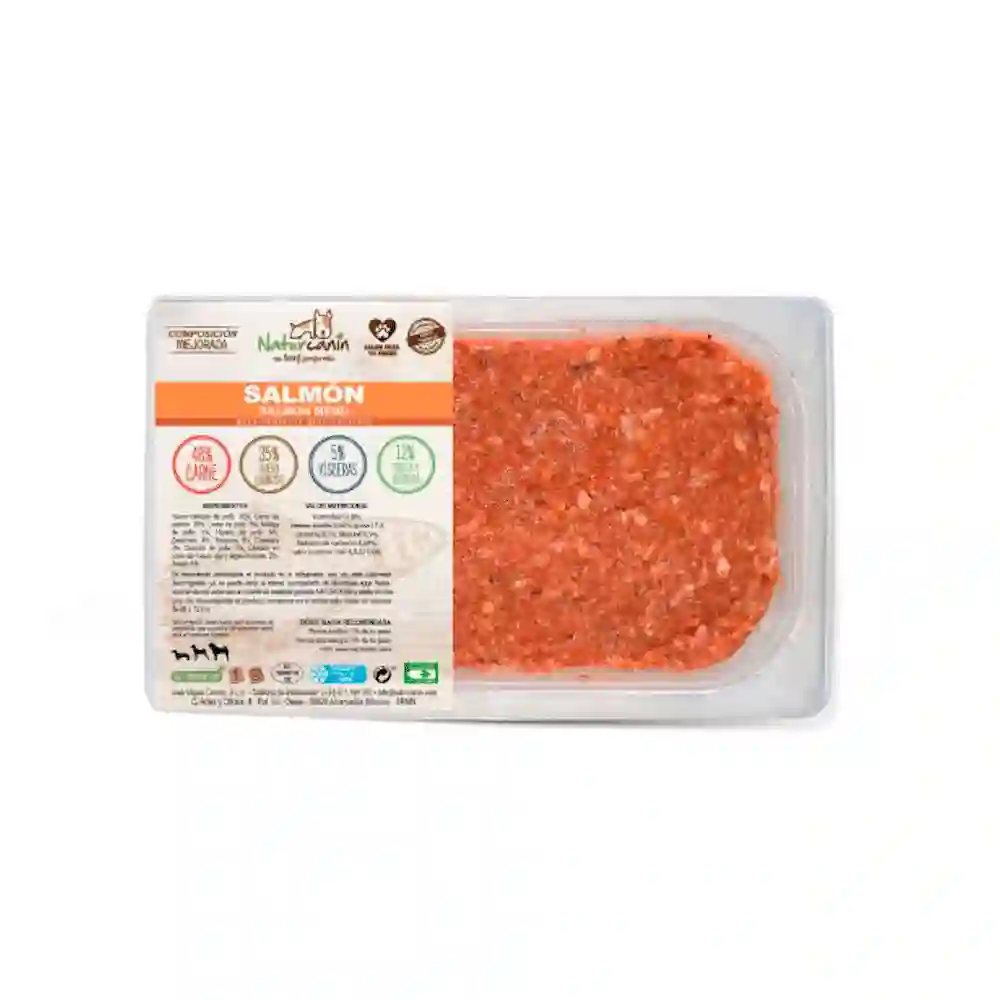 Naturcanina Menú de Salmón y Pollo para Perros Bandeja de 1kg
