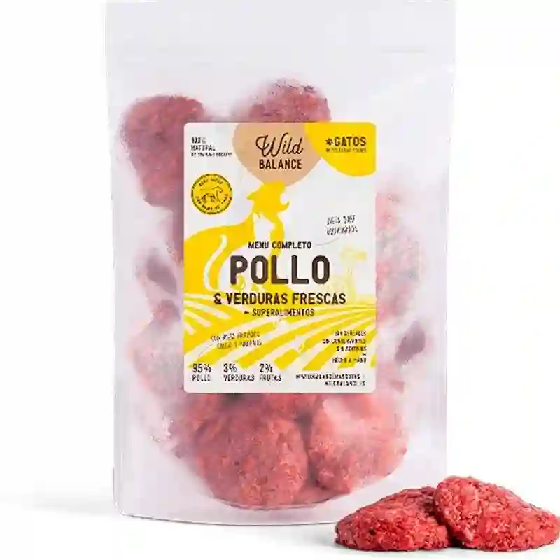 Balance salvaje Menú Barf de Pollo Con Verduras Frescas Para Gatos