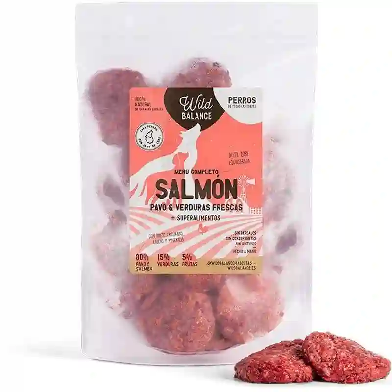 Balance salvaje Menú Barf de Salmón y Pavo Con Verduras Frescas para Perros