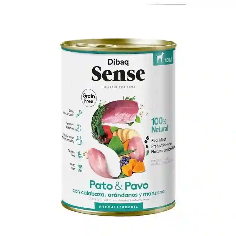 Dibaq Sense Lata Adulto Y Senior - Pato y Pavo para Perros 380G