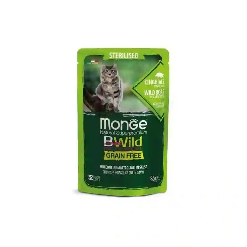 Monge BWild Sobre Gato Adulto Esterilizado de Jabalí y Vegetales 85g