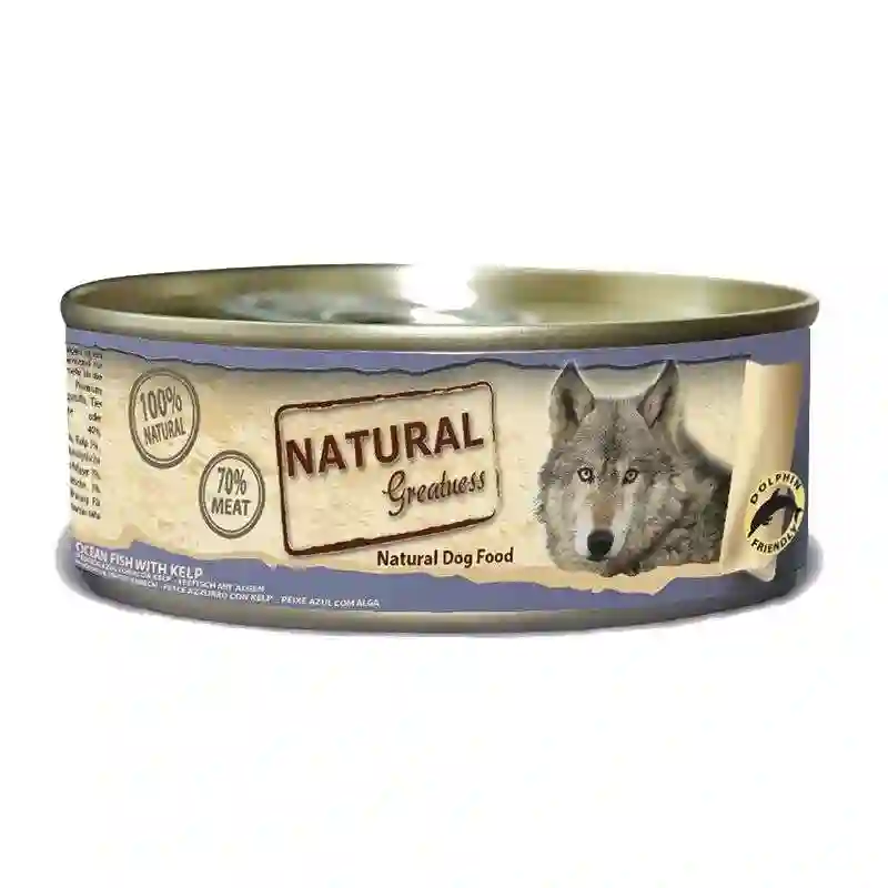 Grandeza natural Lata Pescado de Mar Con Kelp para Perros 156G